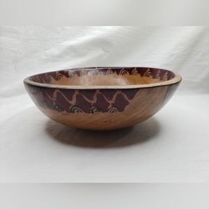 Africa Maasai Decorative Bowl Kenya Handcrafted Rosewood Natural Ink
